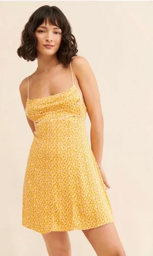 Free People Yellow Mini Dress M thumbnail 1