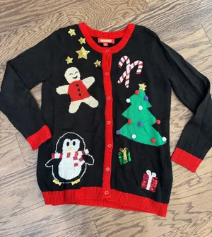 Holiday Novelty Cardigan Sweater - size small ! thumbnail 1