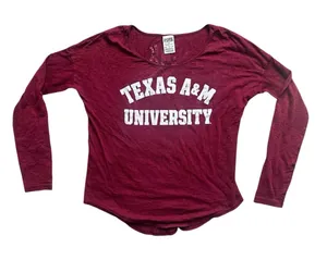 Victoria’s Secret PINK Texas A&M Long Sleeve Burnout Tee XS Aggies thumbnail 1