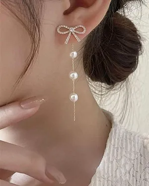 Hollow Bow Shiny Zircon Dangle Earrings thumbnail 3
