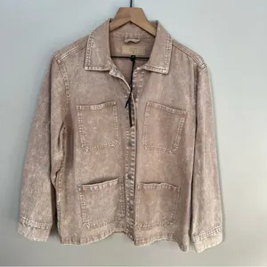Blank NYC NWT Garment Dye Acid Wash Twill Shirt Jacket in Stoned Size Medium thumbnail 5