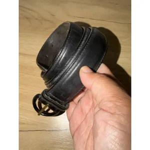 Polo Ralph Lauren Medium Black Belt Gold Tone Buckle Genuine Italian Leather thumbnail 3