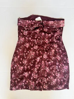 NWT Altar’d State Analissy Burgundy Satin Floral Strapless Mini Dress sz L Large thumbnail 8