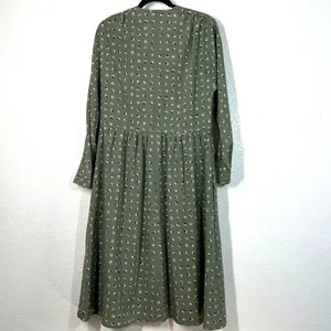 L Dress Midi Cottagecore Grandmacore Prairie Ditsy Vintage Coquette Sage Green thumbnail 4