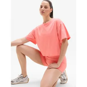 Athleta M True Cotton Crop Tee Mimosa Pink Medium thumbnail 4