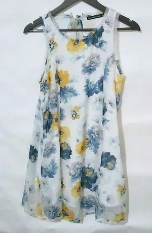 Abercrombie & Fitch S White Blue Floral Dress thumbnail 1
