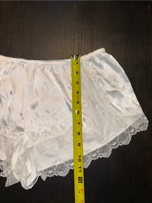 White Satin and Lace Tap Shorts French Knickers Shorts thumbnail 3