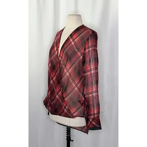RAG & BONE Silk Victor Plaid Surplice Top Blouse Shirt Drapey High Low‎ Medium thumbnail 6