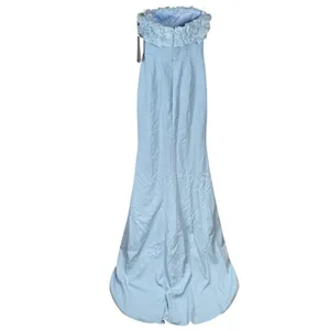 NEW Cocomelody Formal Gown Womens 2? Ice Blue Rosette Strapless Maxi Train Prom thumbnail 5