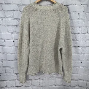 Loft Sweater Women's L Beige Marled Pullover Round Neck Rolled Hem Oversized thumbnail 2
