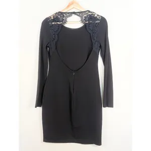 Lulus‎ Black Y2K Lace Open Back whimsigoth Mini Dress Long Sleeve Size M thumbnail 2