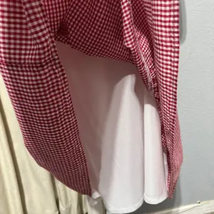 Old Navy Cotton Blend Dress S Red Gingham Smocked Off Shoulder Tiered Midi Dress thumbnail 10