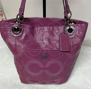 Coach Pink Tote Bag with Signature Design thumbnail 1