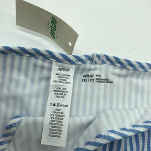Aerie Swim Bikini Bottom Hipster Brief Seersucker Ruffle Striped Blue White XXS thumbnail 3