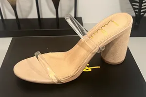Clear Strap Tan Block Heel Sandals by Lulus Size 6 thumbnail 1