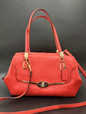 COACH 25169 Madison Madeline Orange Pebbled Leather East/West Satchel Crossbody thumbnail 16