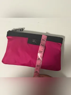 Burberry Hot Pink Nylon Cosmetic Pouch with Black Trim thumbnail 8