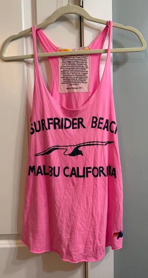Aviator Nation Neon Pink Surfrider Beach Malibu California Muscle Tank small EUC thumbnail 1