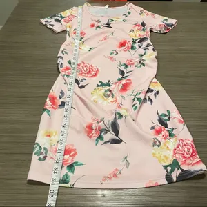 PinkBlush Pink Floral‎ Fitted Ruched Short Sleeve Maternity Dress Size S thumbnail 11