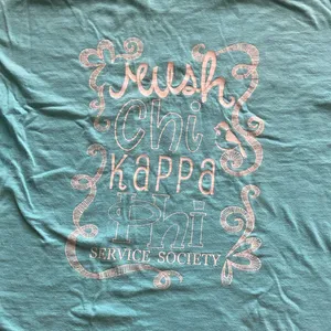 Comfort Colors Chickadees T-Shirt Light Blue Unisex Size Large Rush Chi Kappa thumbnail 7