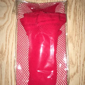 New Sexy Red Fishnet Pantyhose One Size Costume thumbnail 4