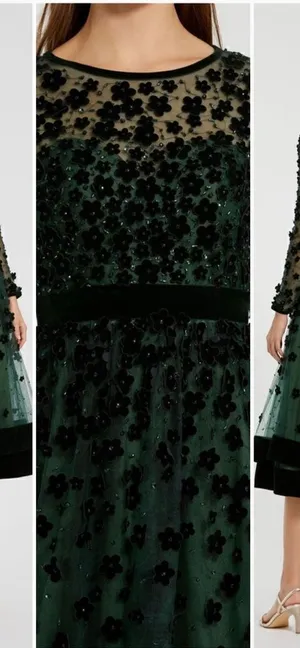 Mac Duggal 67007 Womens Green Embellished Illusion Fit & Flare Dress Gown thumbnail 1