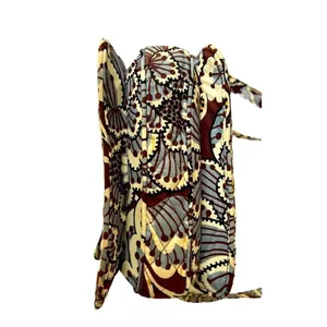 Vera Bradley Burgundy Floral Quilted‎ Cotton Crossbody Messenger Bag Handbag thumbnail 9