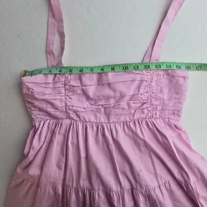Zara Pink Poplin Cotton Ruched Tiered Maxi Dress Smocked Back Womens Size Medium thumbnail 6
