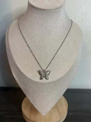 Handmade Silver Butterfly Necklace thumbnail 2