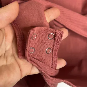 Mauve Ribbed Knit Square Neck Long Sleeve Bodysuit thumbnail 8