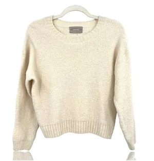 Everlane Cream Wool-Blend Crewneck Sweater Boucle Knit Size Medium Quiet Luxury thumbnail 1