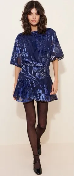 Free People Manuka Burnout Velvet Mini Dress S thumbnail 1