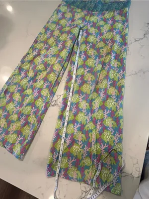 Lilly Pulitzer vintage white label smocked waist, Palazo pants small thumbnail 3