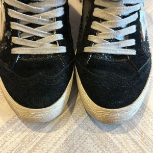 Golden Goose Mid Star Black Glitter and Silver Star Sneakers - Size 37 thumbnail 2