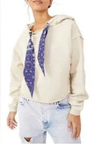 We The‎ Free Beige Backyard Hoodie with Navy Accents Size Small EUC thumbnail 1