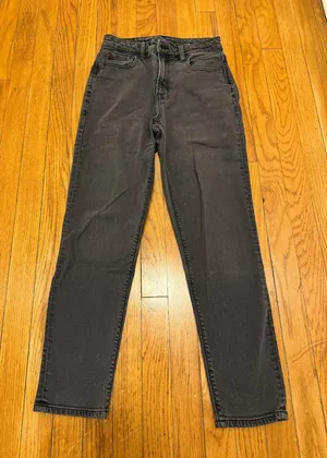 Black American Eagle Straight Mom Jeans thumbnail 1