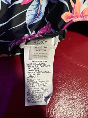Roxy Black Floral High-Neck Crop Top with Pink & Purple Flowers thumbnail 3