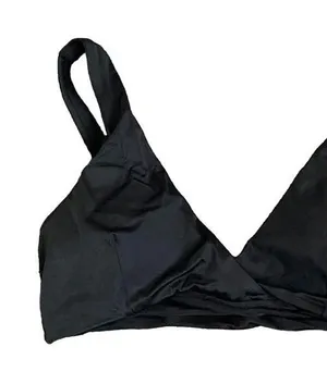 NWT Andie The Belmar Top Twisted V Neck Plunge Bikini Swim Removable Cup S Black thumbnail 1