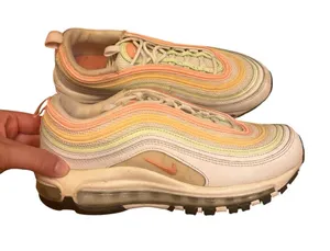 Nike Air Max 97 Essential Sneakers in White Melon Mint Volt Colorway Size 7.5 thumbnail 1