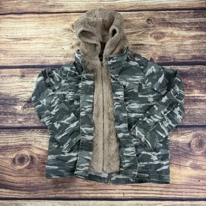 Kensie Jeans Camo Women’s Denim Army Military Sherpa Jean Jacket Full Zip Large thumbnail 2