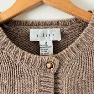 J. Jill Tan and Gray Wool Cardigan Sweater thumbnail 3