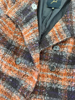 Jack by BB Dakota plaid checkered wool blend Y2K retro peacoat brown orange small thumbnail 6