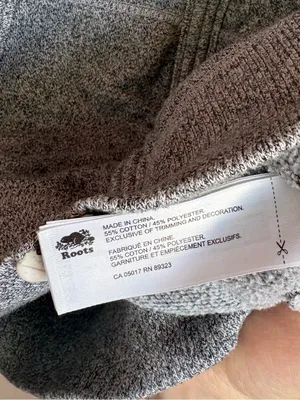 Roots Original Salt & Pepper Full Zip Hoodie Gray Small Organic Cotton thumbnail 5