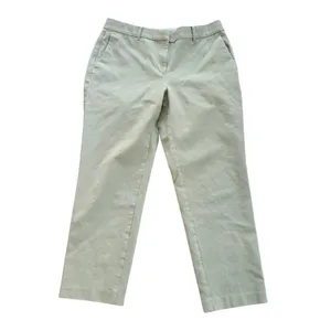 Ann Taylor Curvy Fit Ankle Pants Beige Cotton Stretch Trousers Size 6 thumbnail 2