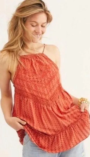 Free People Elisa Tunic Paprika Tank Top thumbnail 1