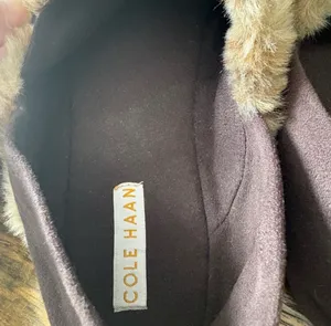 Cole Haan Brown Plaid Faux Fur Shearling Slippers thumbnail 5