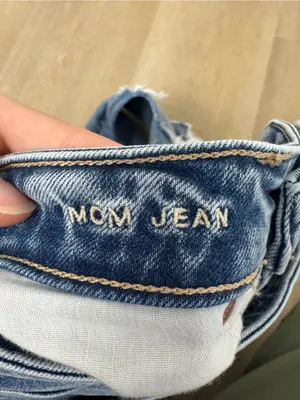 American Eagle Distressed Mom Jean Blue Denim Jeans thumbnail 6