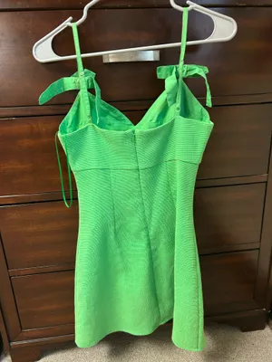 Lena Green Mini Dress Bows thumbnail 3