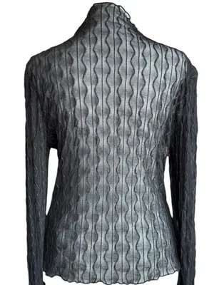 NWT Floerns Sheer‎ Long Sleeve Black Top Sz M thumbnail 4
