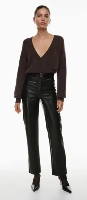 Aritzia Wilfred Womens Sz 4 The Melina Pant Vegan Leather Black #81518 HighWaist thumbnail 1